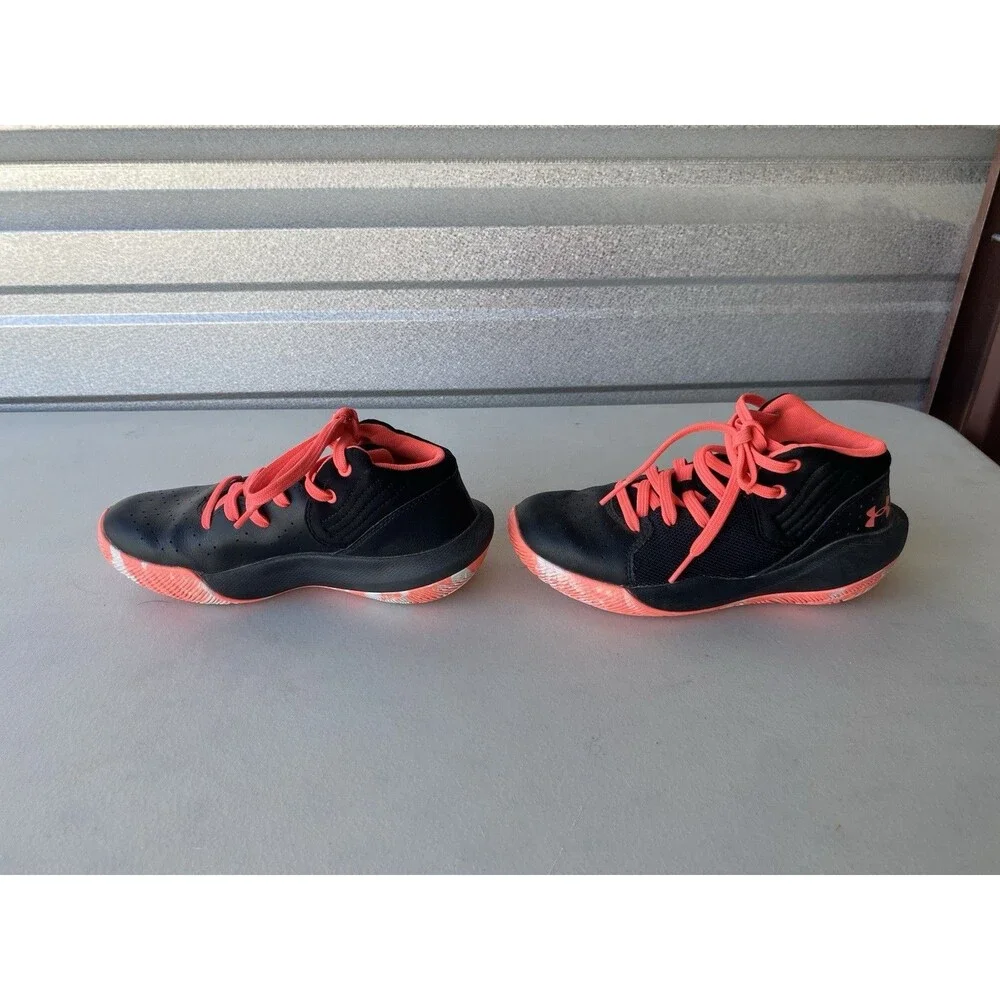 Under Armour Jet 21 Kids Basketball Shoes 3024795-005 Black Coral Pink Size 2.5Y